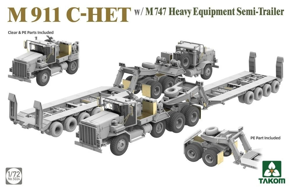 Takom 5024 M911 C-HET avec semi-remorque pour engins lourds M747, échelle 1/72  – immagine 2