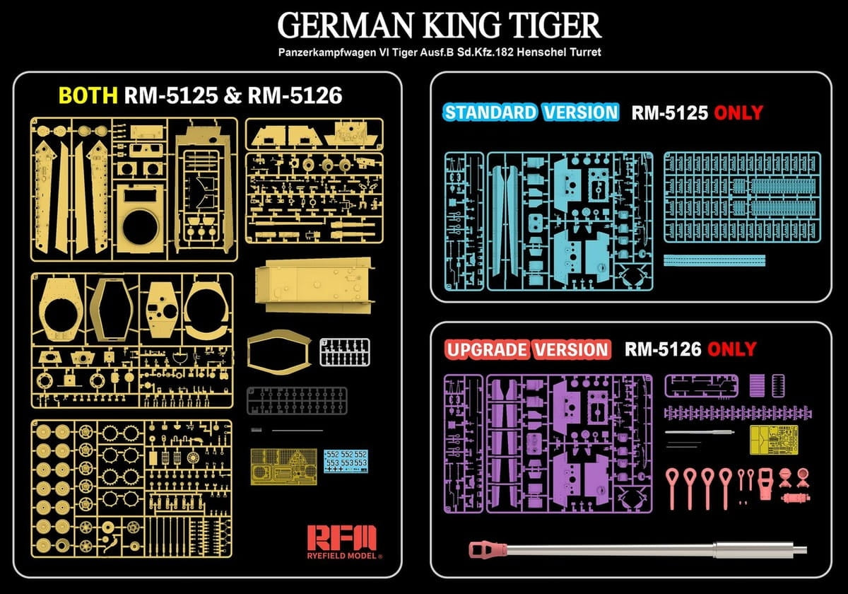 Rye Field modèle 5125 German King Tiger Ausf.B Sd.Kfz.182 Tourelle Henschel 1/35 – immagine 5