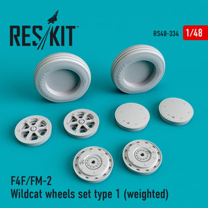 RESKIT RS48-0334 F4F/FM-2 « WILDCAT » JEU DE ROUES TYPE 1 (LESTÉ) 1/48