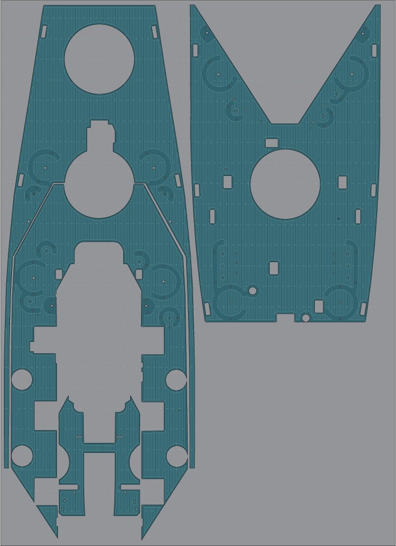 Pontos 35025WD1 USS BB-59 Massachusetts Wooden Deck set 1/350