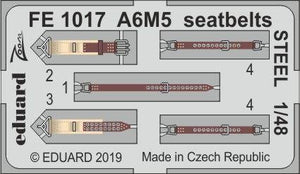 Ceintures de sécurité Eduard FE1017 A6M5 en acier Tamiya 1/48