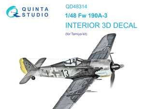 Intérieur imprimé en 3D et coloré sur papier décalcomanie Quinta Studio QD48314 Fw 190A-3 (Tamiya) 1/48
