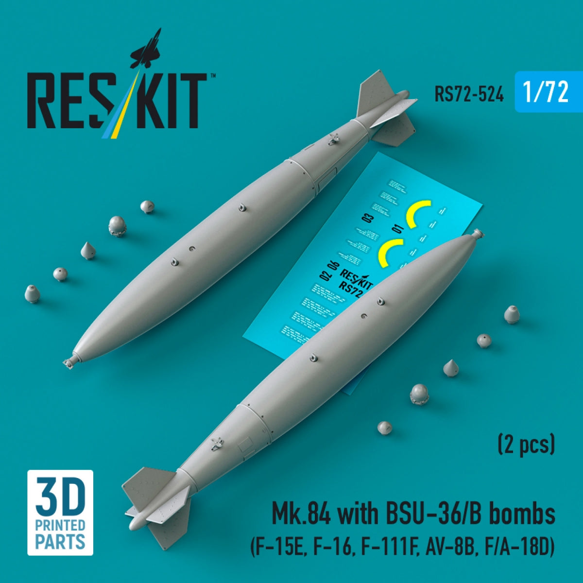 RESKIT RS72-0524 Mk.84 avec bombes BSU-36/B (2 pièces) (Impression 3D) 1/72