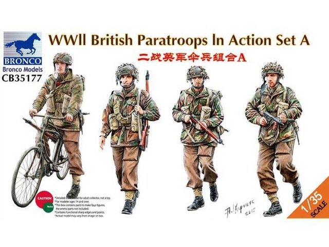 Bronco CB35177 Parachutistes britanniques de la Seconde Guerre mondiale en action, set A, échelle 1/35