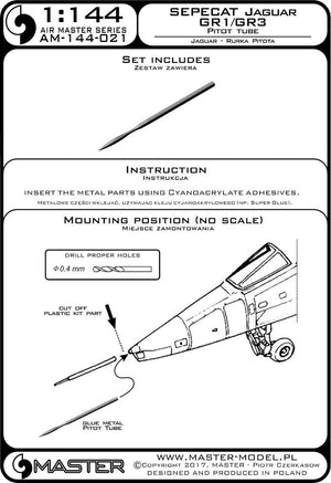 Master AM-144-021 SEPECAT Jaguar GR1/GR3 - Tube Pitot (1/144) – immagine 3