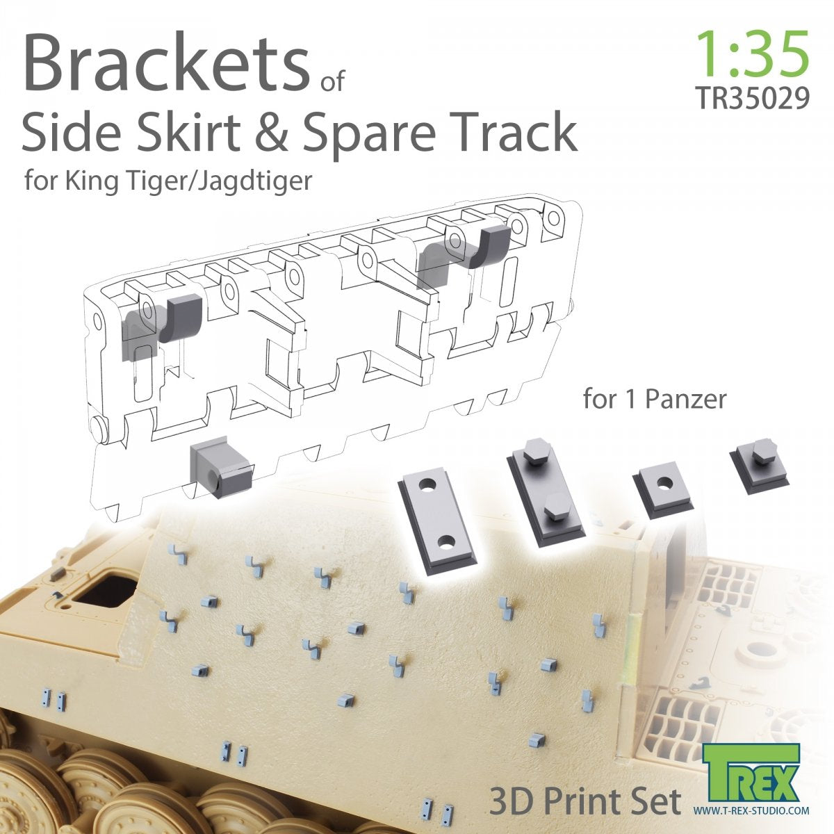 Supports de jupe latérale et de chenille de rechange T-Rex Studio TR35029 pour King Tiger/Jagdtiger 1/35