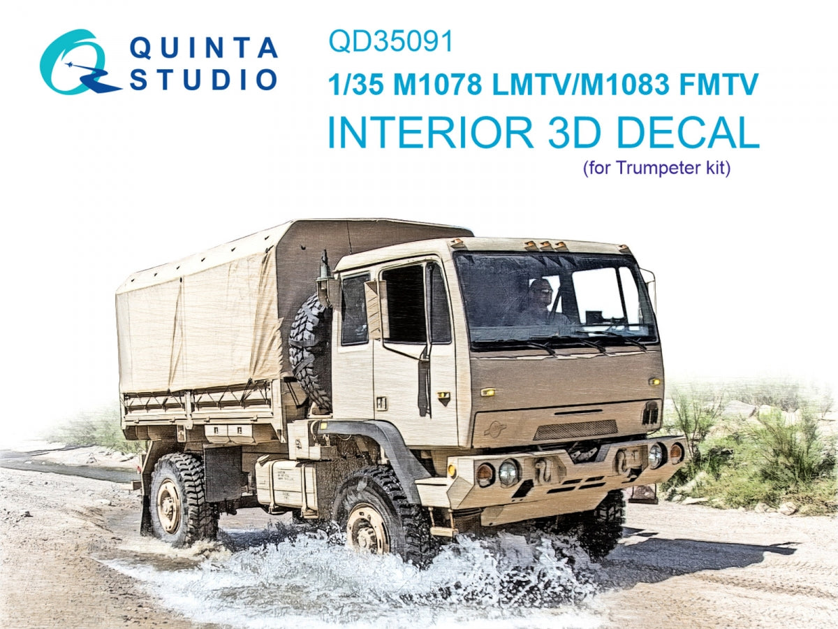 Intérieur imprimé en 3D et coloré sur papier décalcomanie Quinta Studio QD35091 M1078 LMTV et M1083 FMTV (Trumpeter) 1/35