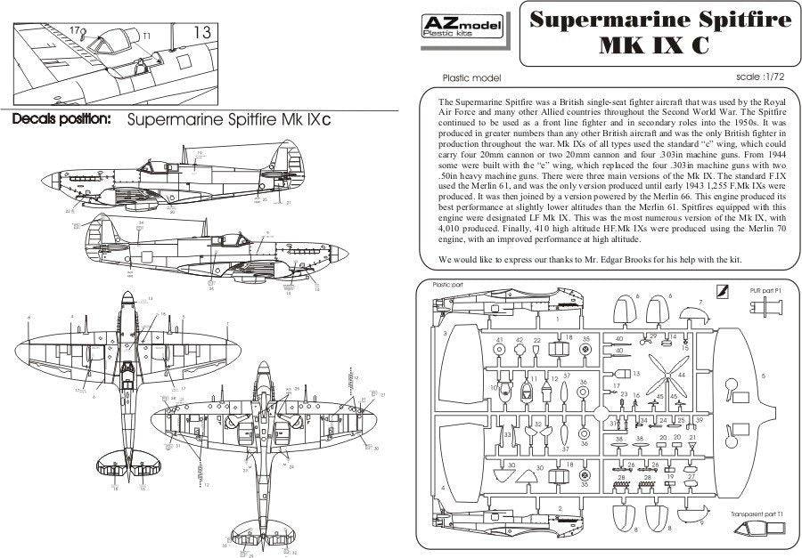 Maquette AZ AZ7391 Supermarine Spitfire Mk.IXc « As » (1/72) – Bild 3