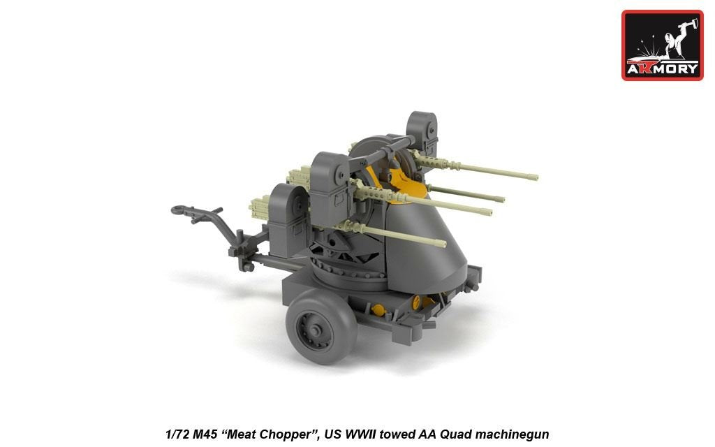 Armory Models 72239 M45 Quadmount, tourelle américaine de la Seconde Guerre mondiale avec 4 canons M2HB de 12,7 mm sur remorque M20, échelle 1/72 – immagine 2