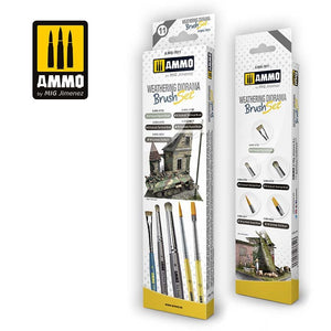 AMMO de Mig Jimenez 7611 Ensemble de pinceaux pour diorama patiné