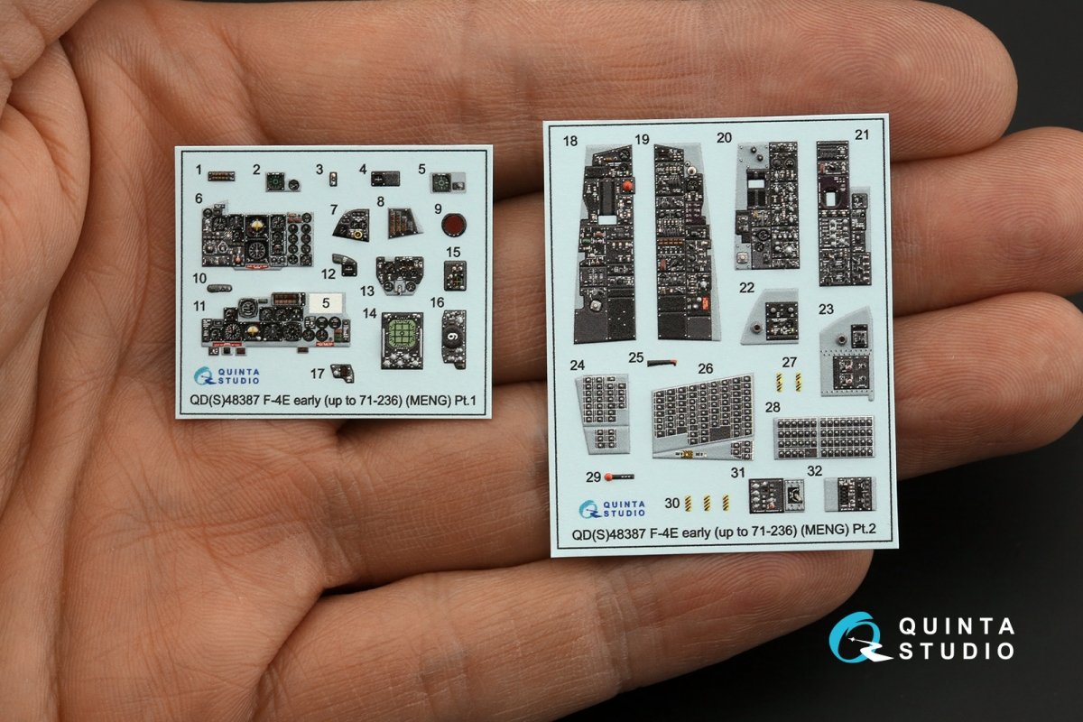 Quinta Studio QDS-48387 F-4E (première version) avec aile à lamelles, intérieur imprimé en 3D et coloré sur papier décalcomanie (Meng) (Petite version) 1/48  – image 4