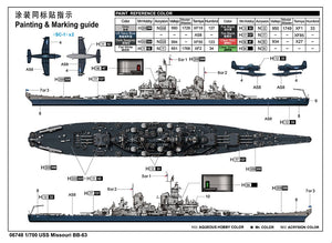 Maquette Trumpeter 06748 Cuirassé USS Missouri BB-63 1/700 – image 4