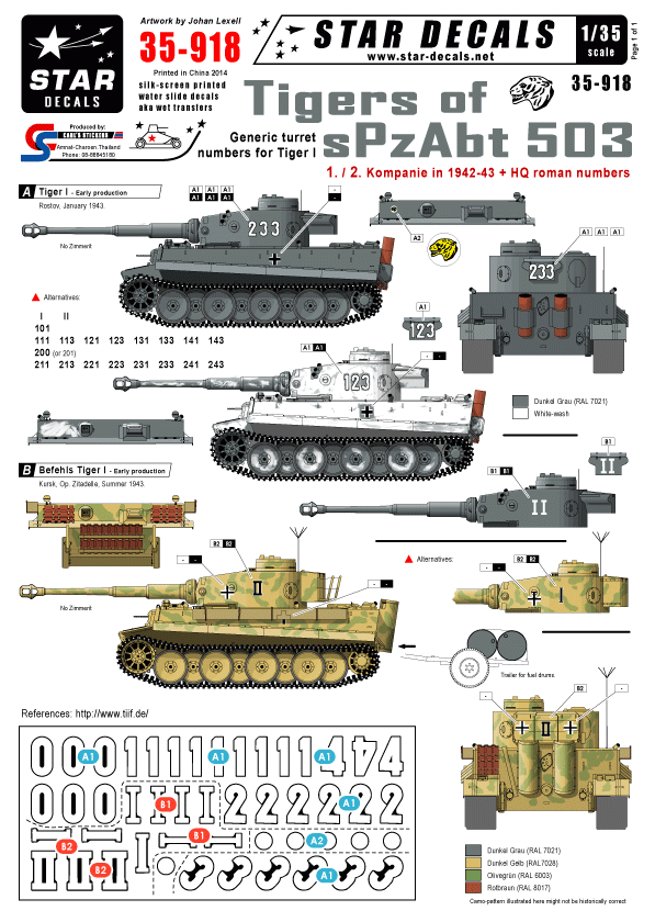 Star Decals 35-918 Tigres du sPzAbt 503 1 1/35