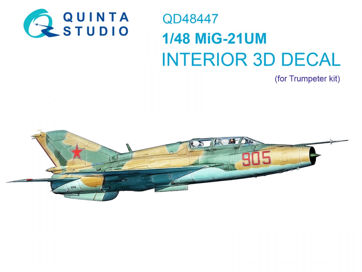 Intérieur coloré imprimé en 3D sur papier décalcomanie Quinta Studio QD48447 MiG-21UM (Trumpeter) 1/48 