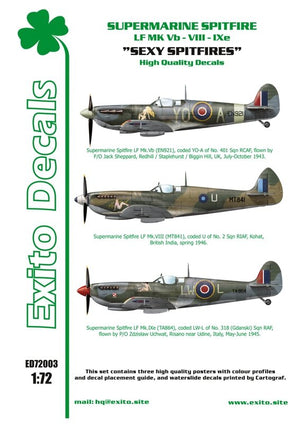 Décalcomanies Exito ED72003 Sexy Spitfires - Supermarine Spitfire LF Mk Vb - VIII - IXe 1/72