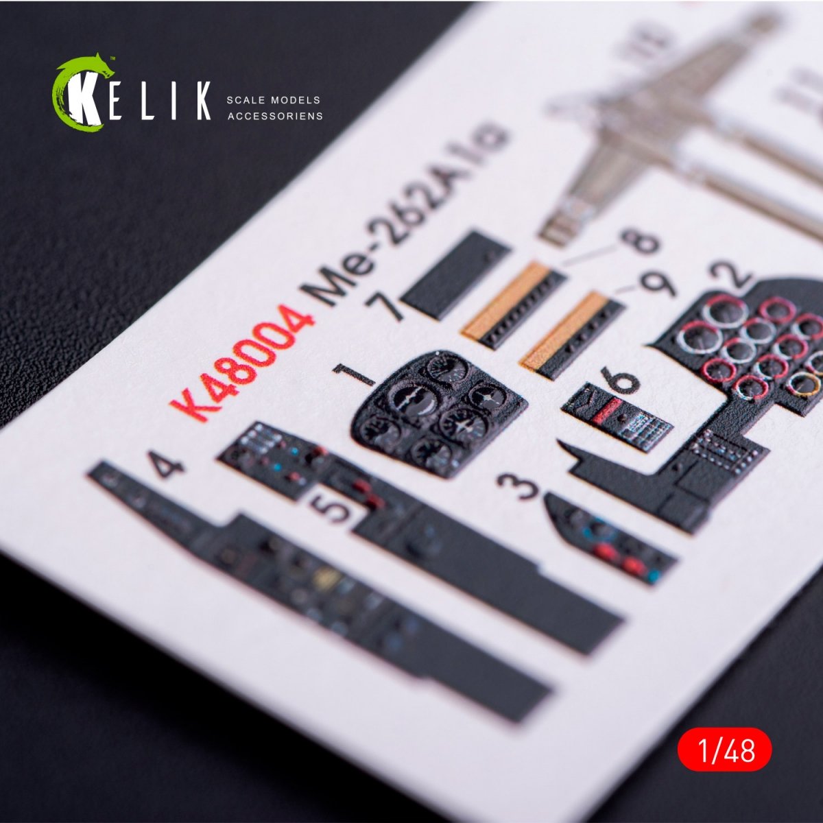 Décalcomanies 3D intérieures KELIK K48004 ME-262A1 pour maquette Tamiya au 1/48 – image 2