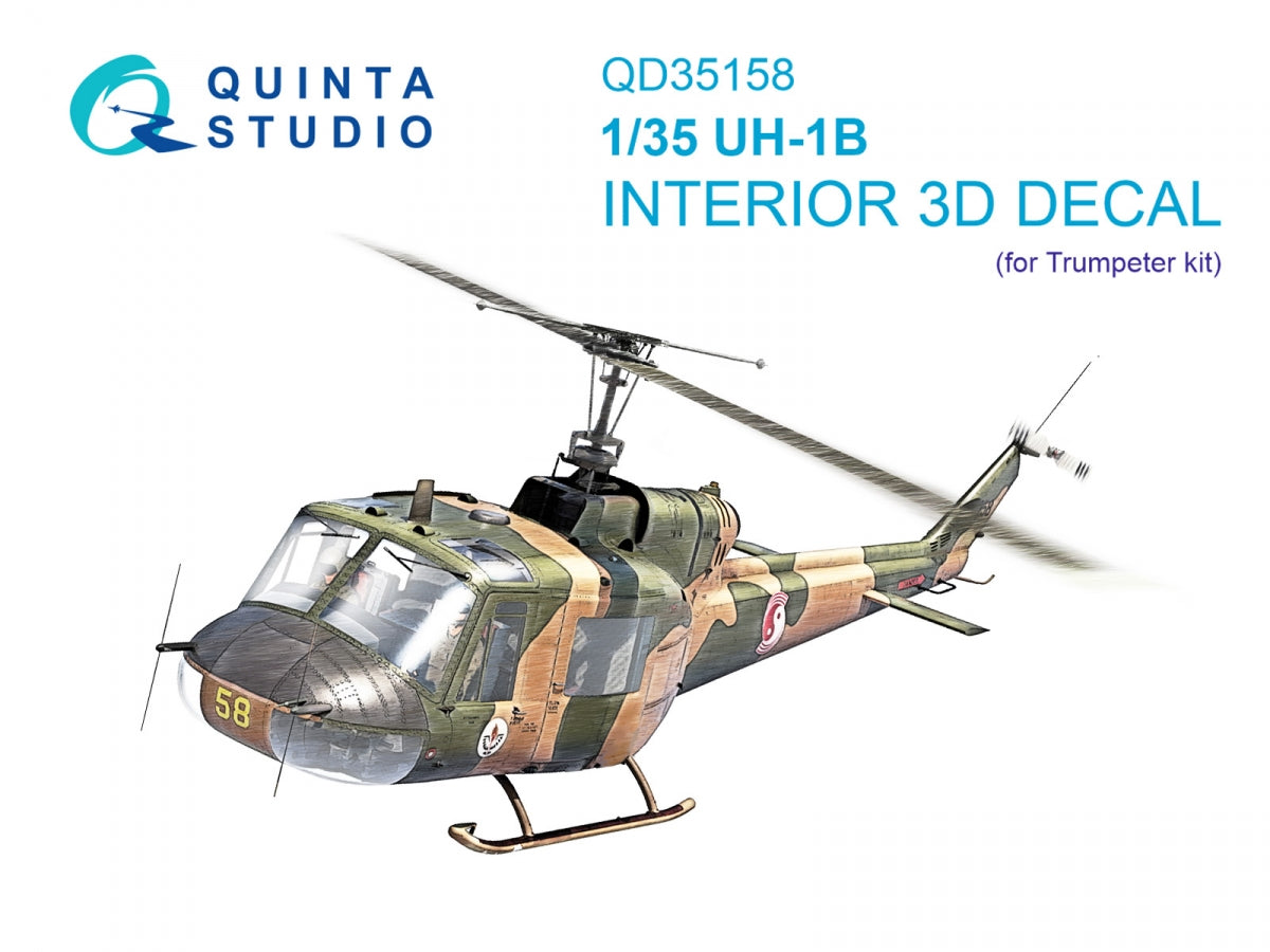 Intérieur imprimé en 3D et coloré pour UH-1B (Trumpeter) de Quinta Studio QD35158, échelle 1/35