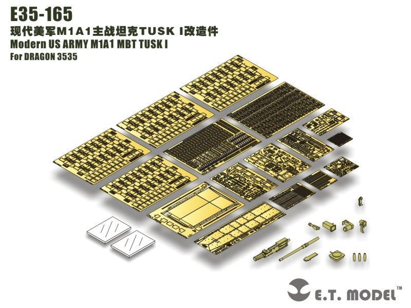 ET Modèle E35-165 Char de combat principal M1A1 de l&amp;#39;armée américaine moderne TUSK I (Pour DRAGON 3535) (1/35)