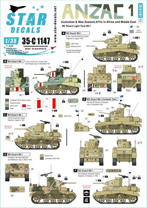 Décalcomanies Star Decals 35-C1147 ANZAC n° 1 1/35