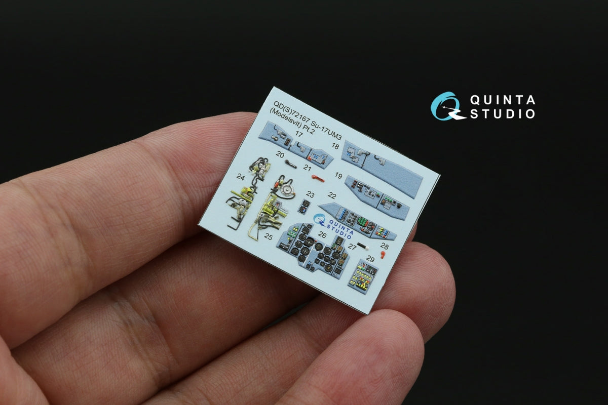 Intérieur imprimé en 3D et coloré sur papier décalcomanie (Modelsvit) pour le Su-17UM3 de Quinta Studio QD+72167 (avec pièce en résine imprimée en 3D) à l&amp;#39;échelle 1/72 – image 14