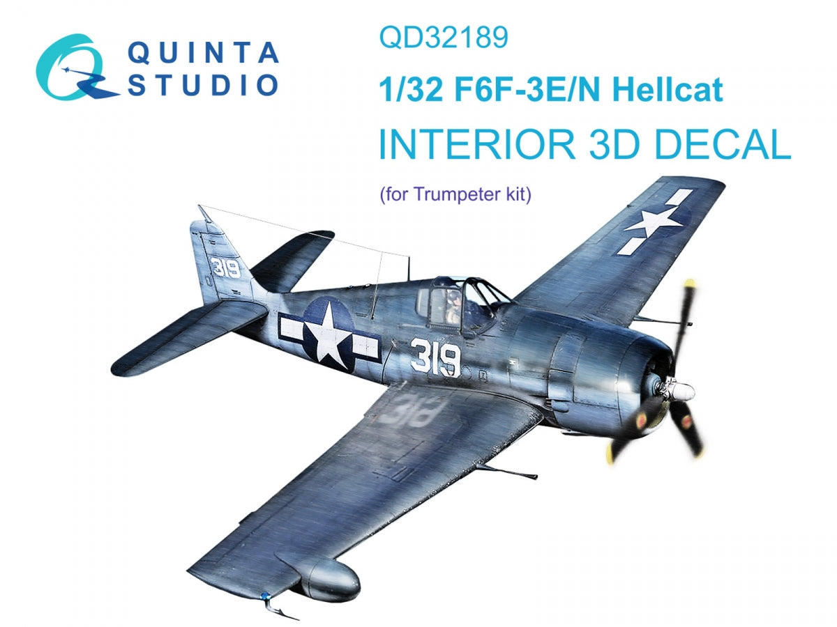 Intérieur coloré imprimé en 3D sur papier décalcomanie Quinta Studio QD32189 F6F-3E/N Hellcat (Trumpeter) 1/32