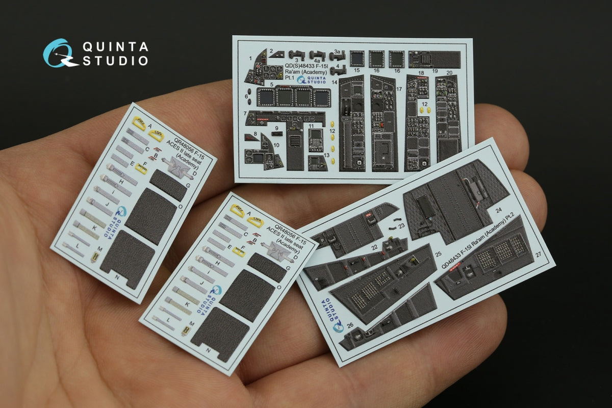 Intérieur coloré imprimé en 3D pour F-15I (Quinta Studio QD48433) sur papier décalcomanie (Academy) à l&amp;#39;échelle 1/48  – Bild 4