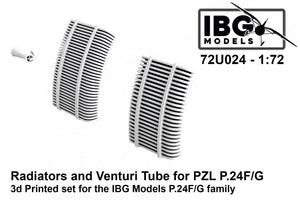 IBG 72U024 Radiateurs et Venturi pour PZL P.24F/G - Kit imprimé en 3D à l&amp;#39;échelle 1/72