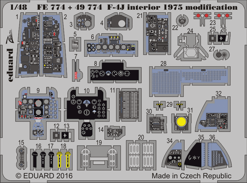 Intérieur du F-4J Eduard 49774, modification 1975, ACADEMY, échelle 1/48