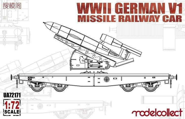 Modelcollect UA72171 Wagon ferroviaire lance-missiles V1 allemand de la Seconde Guerre mondiale (1/72)