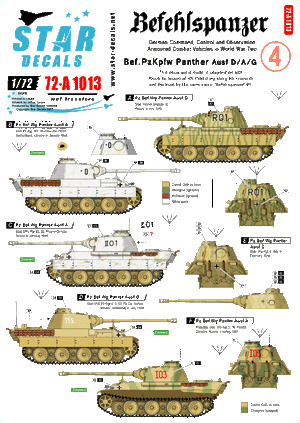 Star Decals 72-A1013 Befehlspanzer # 4. Commandement allemand 1/72