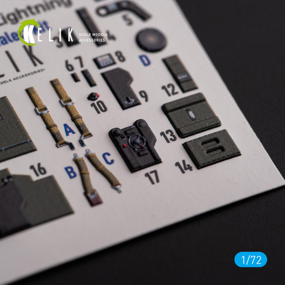 Kelik K72174 Р-38J "Lightning" - interior 3D decals for Italeri/Academy kit 1/72