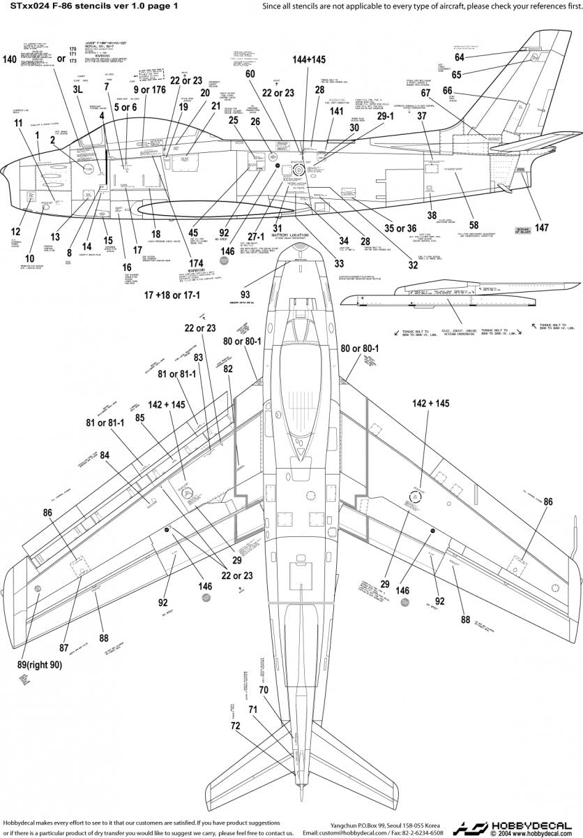 HobbyDecal ST32024V1 Pochoirs F-86 1 ver 1 1/32 – image 2
