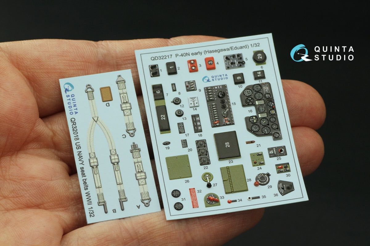 Quinta Studio QD32217 P-40N (première génération) Intérieur coloré imprimé en 3D sur papier décalcomanie (Hasegawa/Eduard) 1/32 – image 3