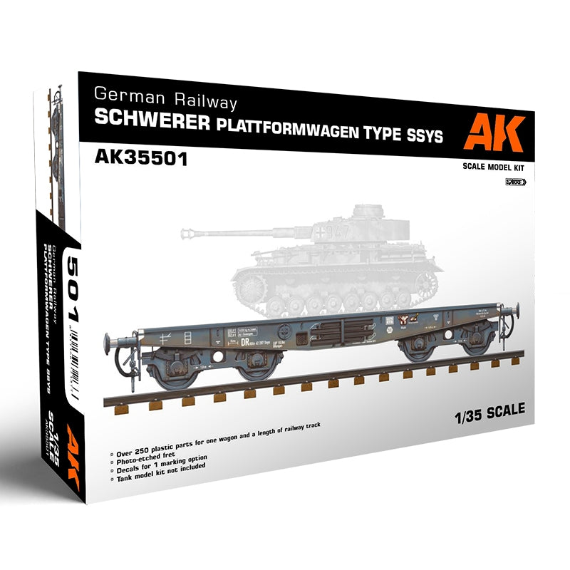 AK Interactive AK35501 CHEMIN DE FER ALLEMAND SCHWERER PLATTFORMWAGEN TYPE SSYS 1/35 