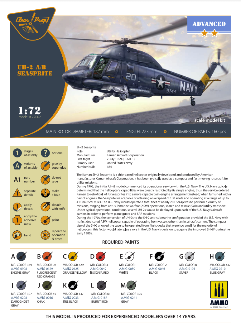Hélice transparente ! Kit avancé CP72002 UH-2 A/B Seasprite ADVANCED au 1/72 – immagine 2