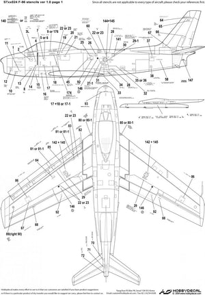 HobbyDecal ST48024V1 F-86 Stencils 1 ver 1 1/48 – zdjęcie 2