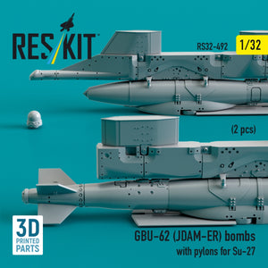 RESKIT RS32-0492 Bombes GBU-62 (JDAM-ER) avec pylônes pour Su-27 (2 pièces) (Impression 3D) 1/32 – image 2