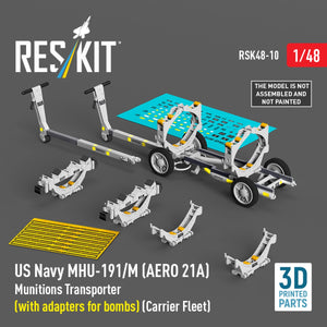 RESKIT RSK48-0010 US NAVY MHU-191/M (AERO 21A) Transporteur de munitions (avec adaptateurs pour bombes) (Flotte de porte-avions) (Maquette imprimée en 3D) 1/48 – Bild 2