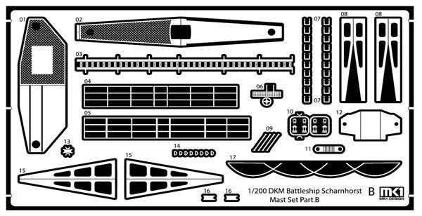 MK1 Design MD-20024 DKM Cuirassé SCHARNHORST DX PACK pour Trumpeter 1/200 – Bild 66