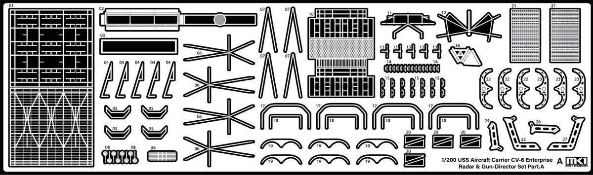MK1 Design MD-20021 Porte-avions CV-6 Enterprise de l&amp;#39;US Navy - Pièces de détail pour maquette Trumpeter au 1/200 – imagen 66