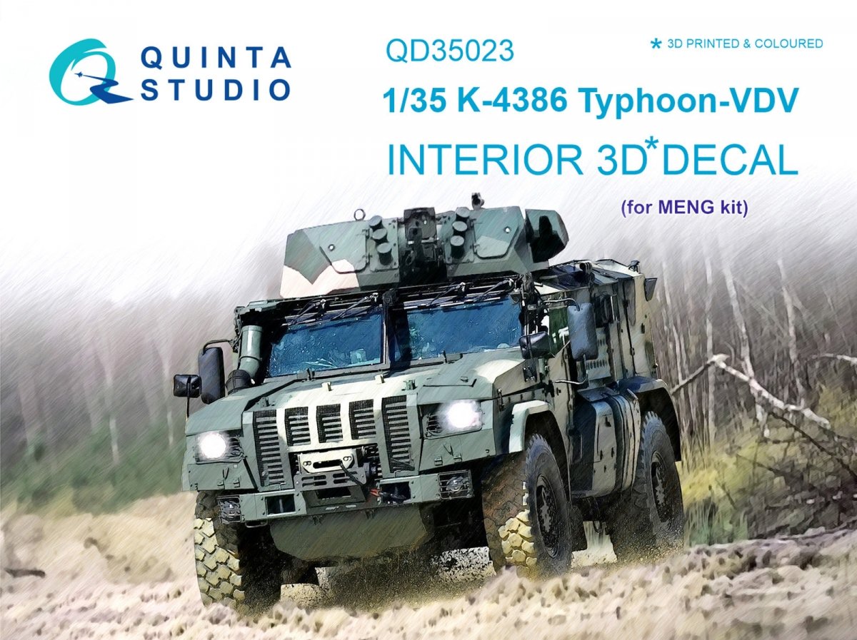 Intérieur imprimé en 3D et coloré sur papier décalcomanie Quinta Studio QD35023 K-4386 Typhoon VDV (pour kit MENG) 1/35