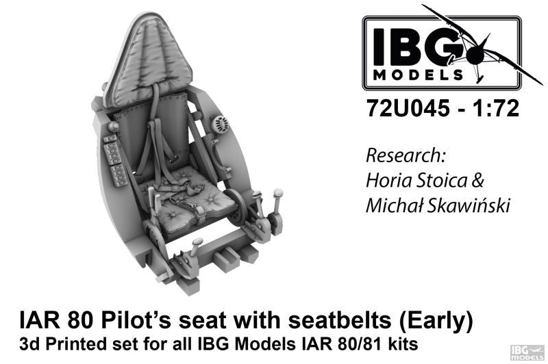 Siège de pilote IBG 72U045 avec ceintures de sécurité pour IAR 80/81 (Premier modèle, utilisé jusqu&amp;#39;en 1941) 1/72