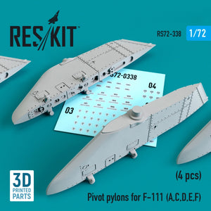 RESKIT RS72-0338 PYLÔNES DE PIVOT POUR F-111 (A, C, D, E, F) (4 PIÈCES) 1/72