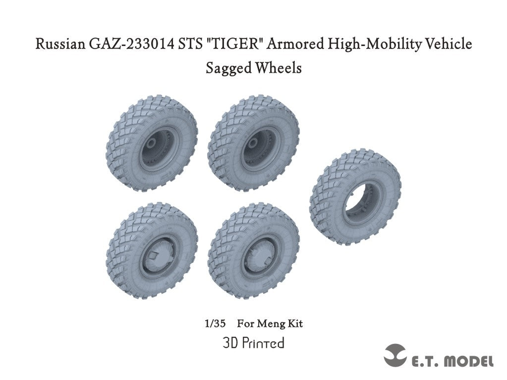 E.T. Model P35-154 Russian GAZ-233014 STS TIGER Armored High-Mobility Vehicle Sagged Wheels For Meng Kit 1/35
