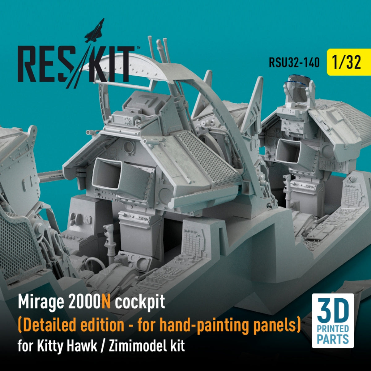 RESKIT RSU32-0140 COCKPIT MIRAGE 2000N (ÉDITION DÉTAILLÉE) POUR KITTY HAWK / ZIMIMODEL (IMPRIMÉ EN 3D) 1/32