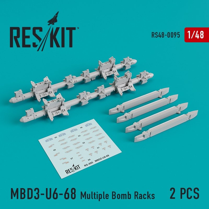 RESKIT RS48-0095 MBD3-U6-68 Supports de bombes multiples (2 pièces) 1/48