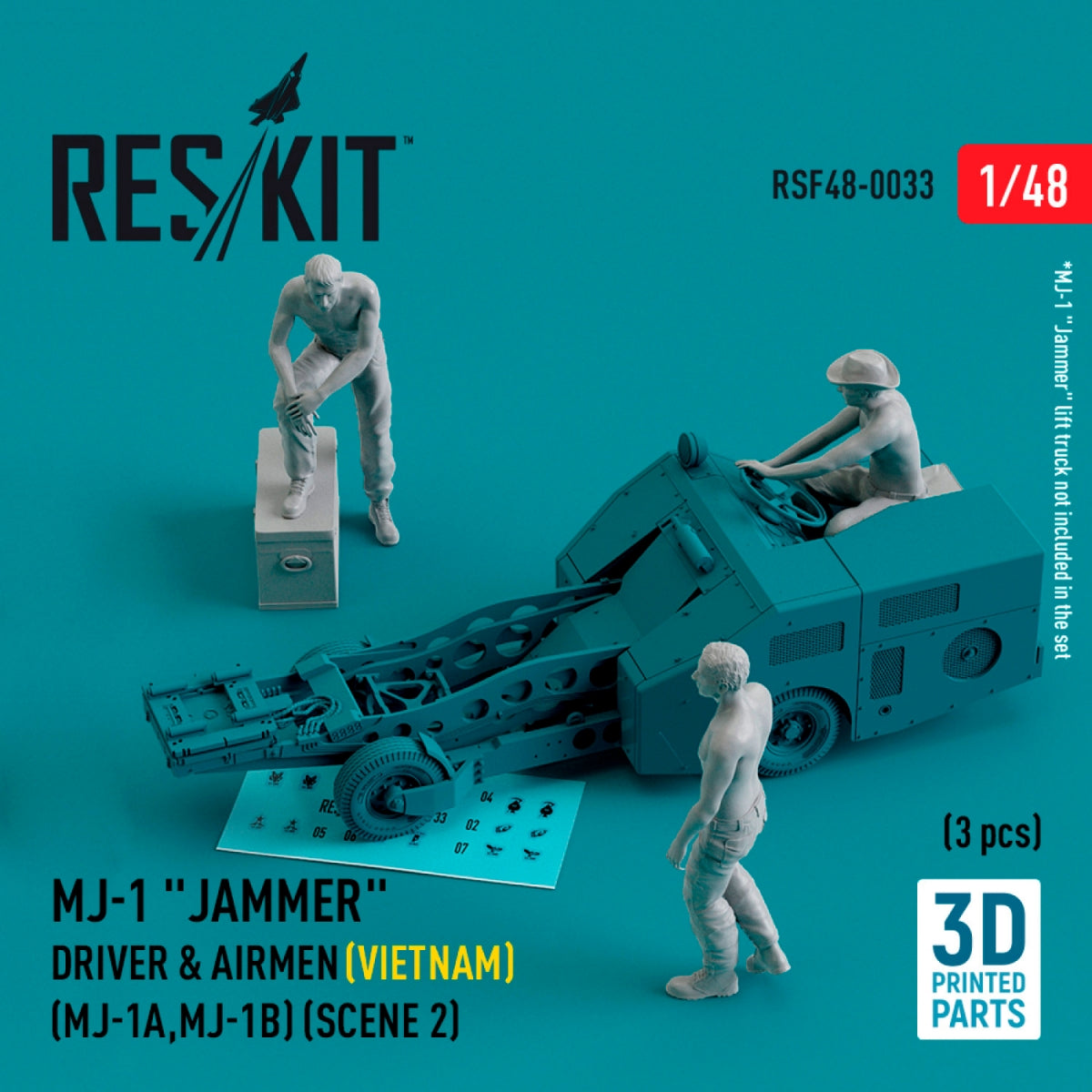 RESKIT RSF48-0033 Pilotes de brouilleur MJ-1 (Vietnam) (MJ-1A, MJ-1B) (scène 2) (3 pièces) (Impression 3D) 1/48 – image 2