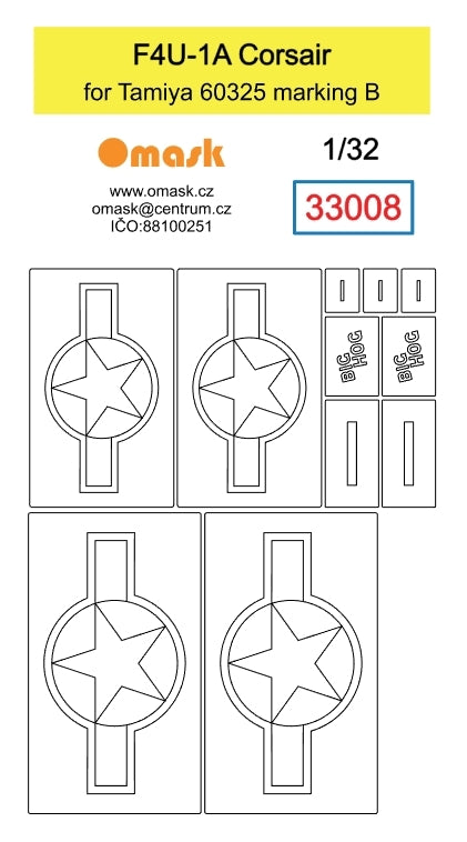 Masque Omask 33008 F4U-1A Corsair (pour marquage B Tamiya 60325) 1/32