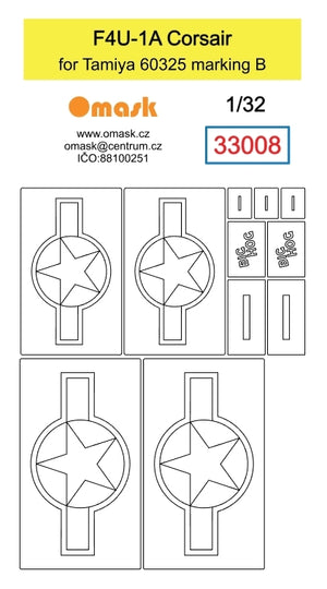 Masque Omask 33008 F4U-1A Corsair (pour marquage B Tamiya 60325) 1/32
