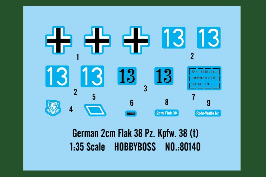 Hobby Boss 80140 Canon antiaérien allemand de 2 cm Flak 38 Pz.Kpfw .38 (t) (1/35) – image 3